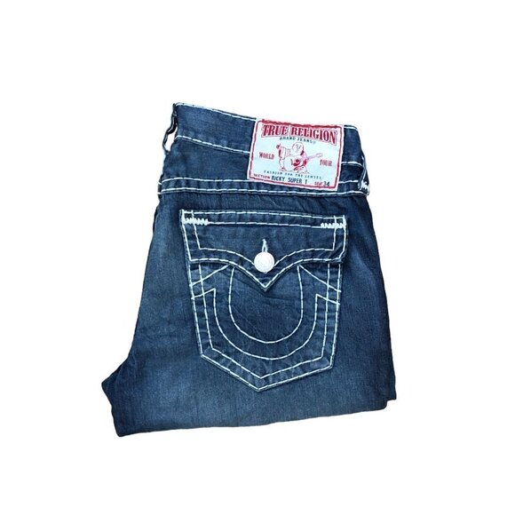 Vintage True Religion Jeans Size 38 RICKY SUPER T Blue - Picture 3 of 8